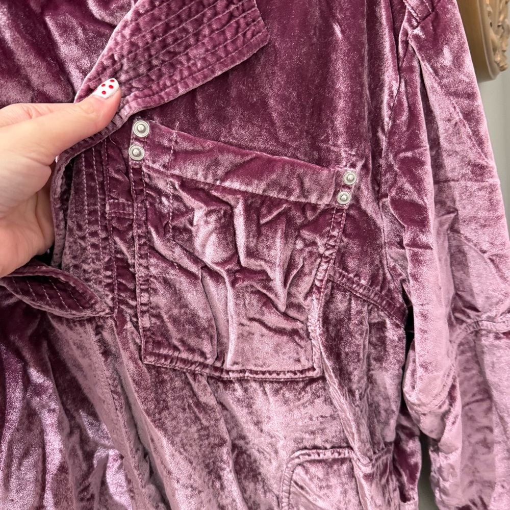 We the Free Free People Peyton Velvet Pullover Purple Long Sleeve Top-Lg - Picture 4 of 7